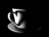 白瓷咖啡杯杯把和阴影组成的心形趣味手机壁纸图片