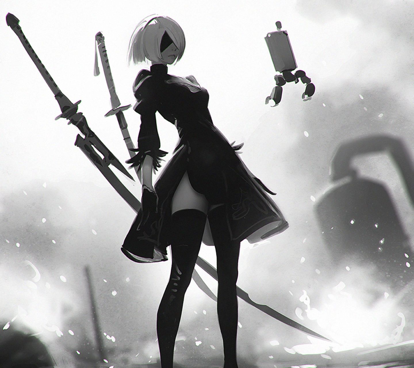 游戏尼尔:机械纪元女主角Yorha No. 2 Type B（2b）横屏高清手机壁纸