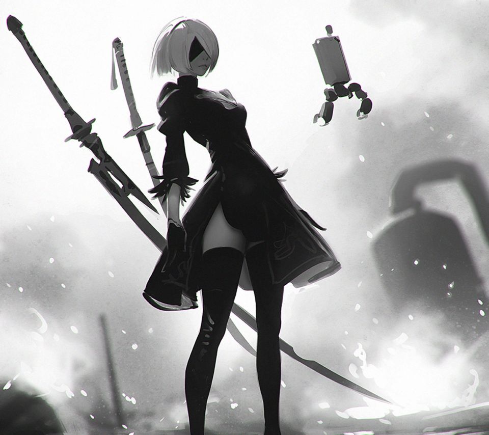 游戏尼尔:机械纪元女主角Yorha No. 2 Type B（2b）横屏高清手机壁纸