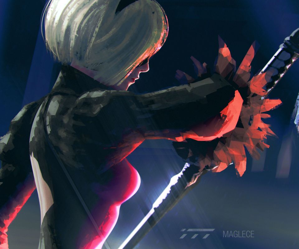 游戏女主角Yorha No. 2 Type B高冷手机壁纸图片
