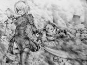 女主角2b素描高清手机壁纸