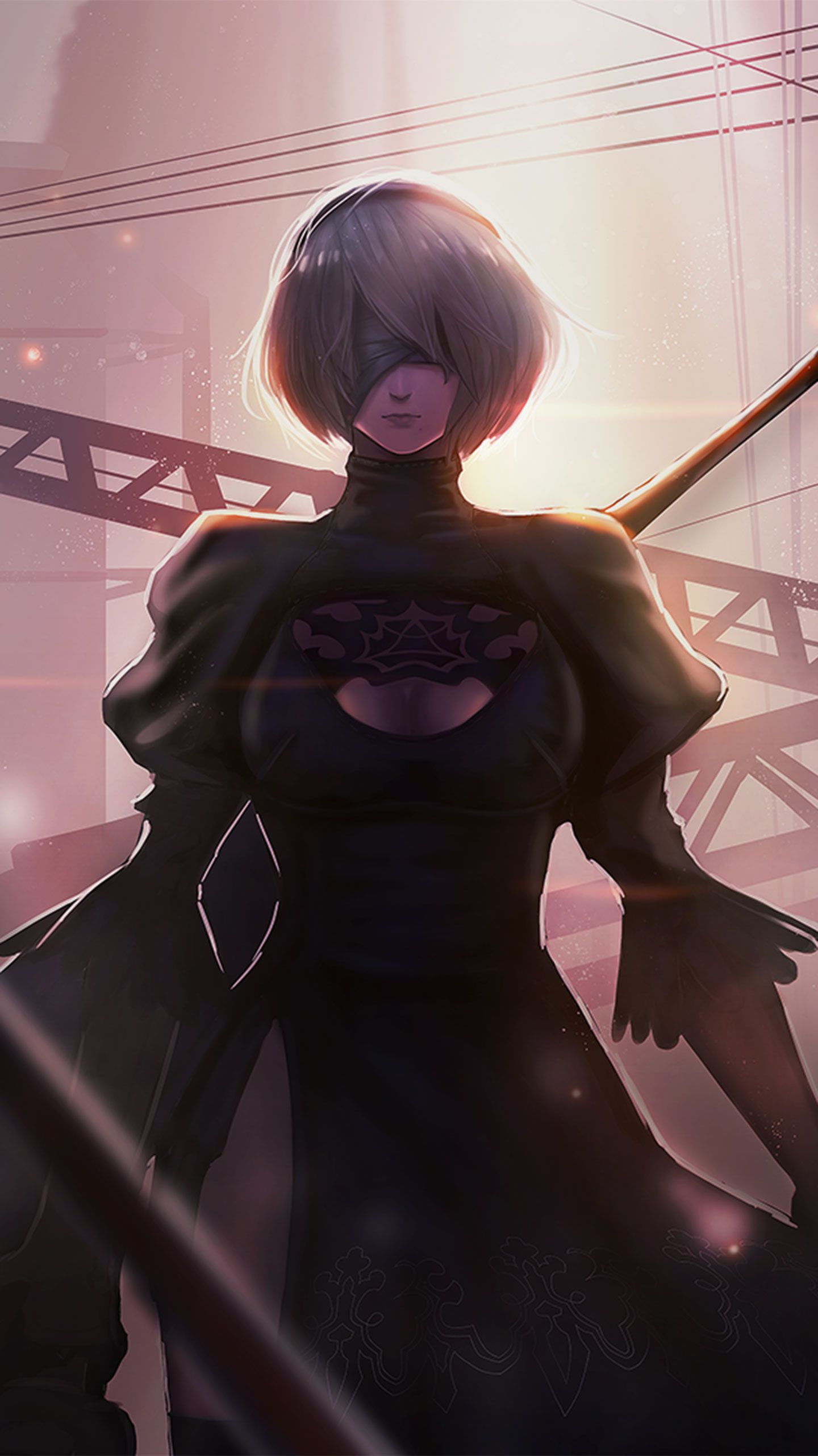 PS4游戏机械纪元女主Yorha 高冷性感竖屏手机壁纸套图（8）