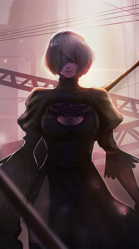 PS4游戏机械纪元女主Yorha 高冷性感竖屏手机壁纸套图（8）