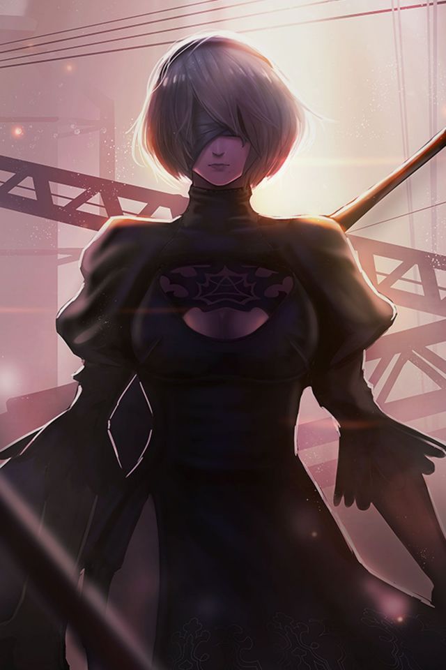 PS4游戏机械纪元女主Yorha 高冷性感竖屏手机壁纸套图（8）