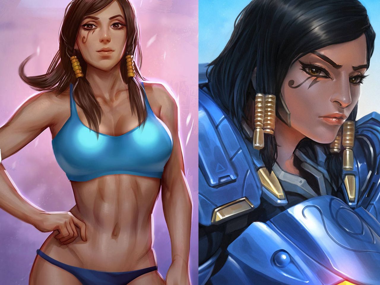 守望先锋女英雄法老之鹰（Pharah）肌肉手机壁纸图片