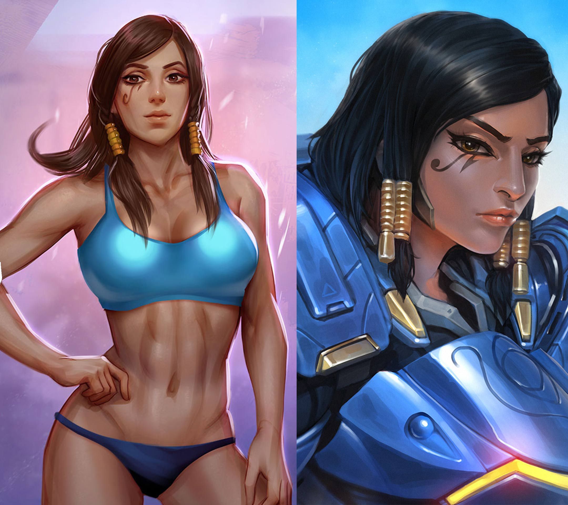 守望先锋女英雄法老之鹰（Pharah）肌肉手机壁纸图片