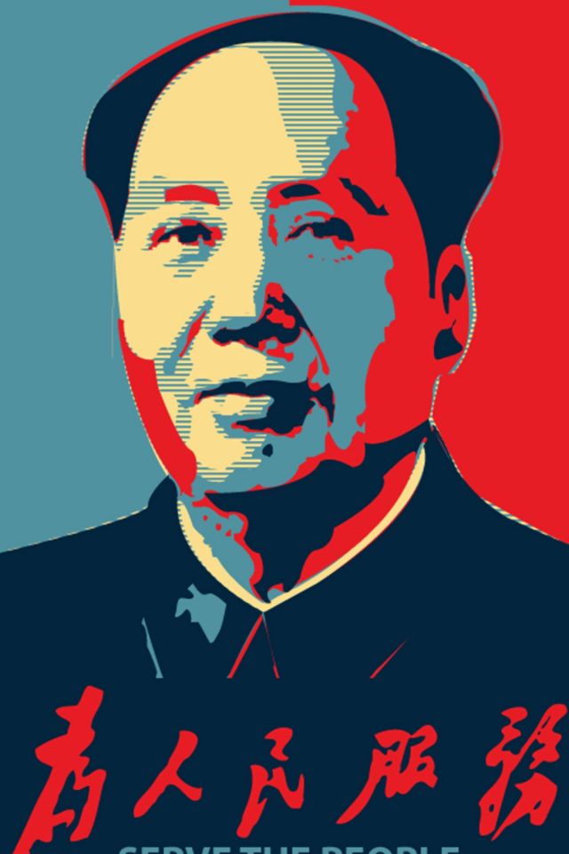 经典红蓝色毛主席中老年像高清手机壁纸图片