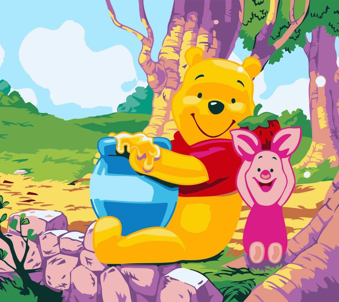 经典动画里的维尼熊和小猪高清手机壁纸图片下载