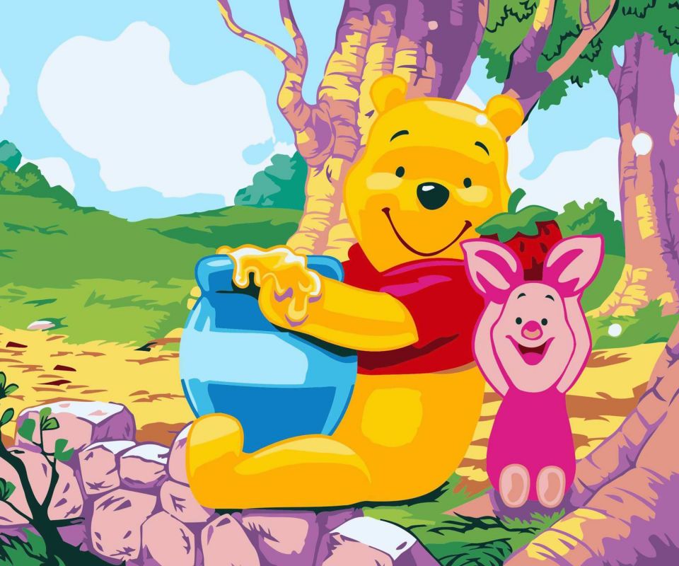 经典动画里的维尼熊和小猪高清手机壁纸图片下载