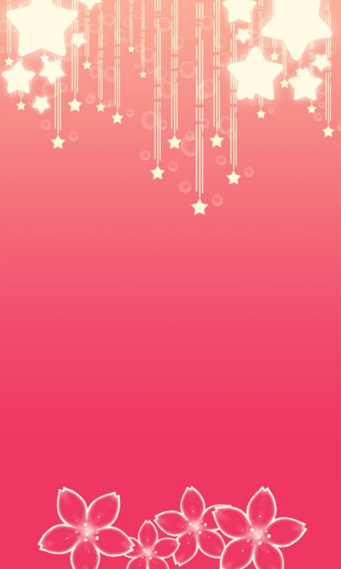 有星星和花朵装饰的粉色简约图片手机壁纸背景