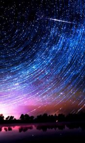 延时摄影旋转的星空和明亮的流星雨炫丽手机图片壁纸