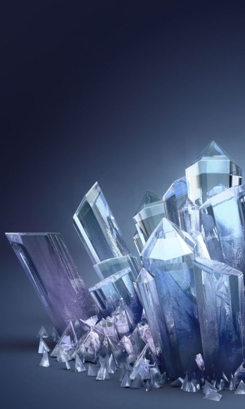 晶莹剔透,棱角分明的柱状水晶石图片手机壁纸下载