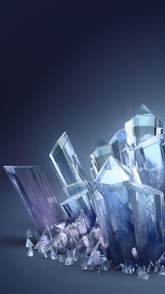 晶莹剔透，棱角分明的柱状水晶石图片手机壁纸下载