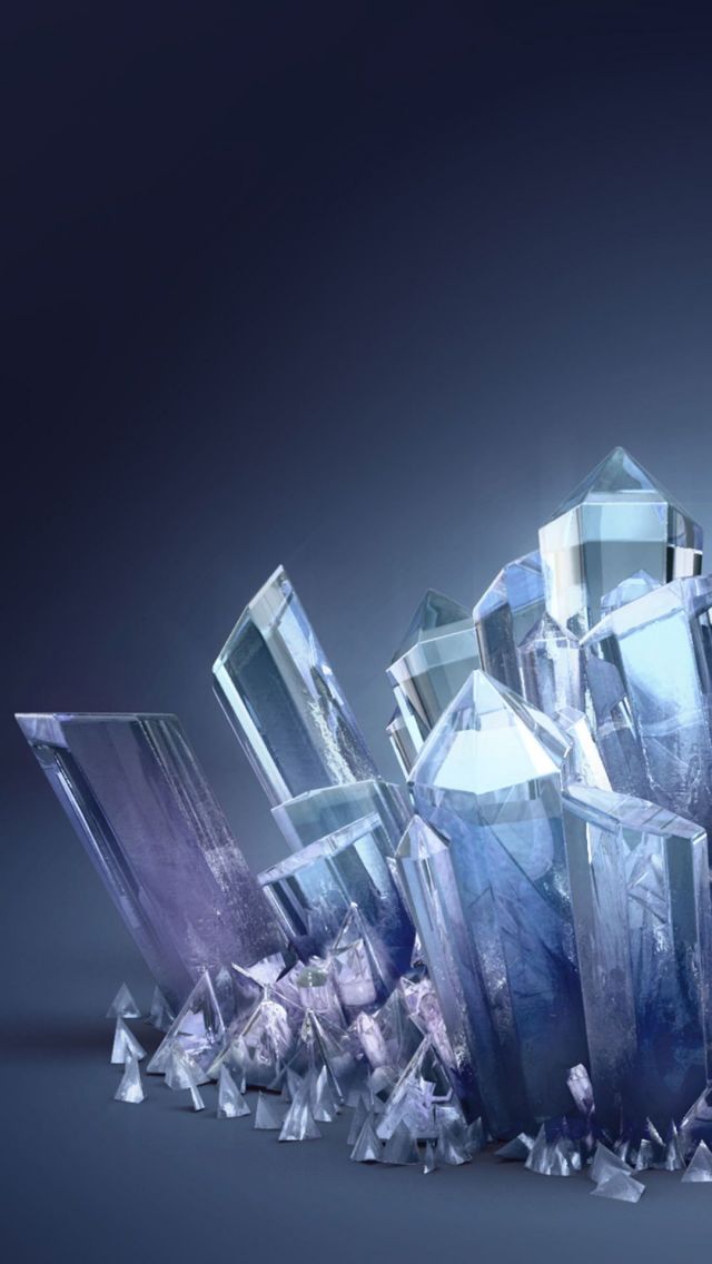 晶莹剔透，棱角分明的柱状水晶石图片手机壁纸下载