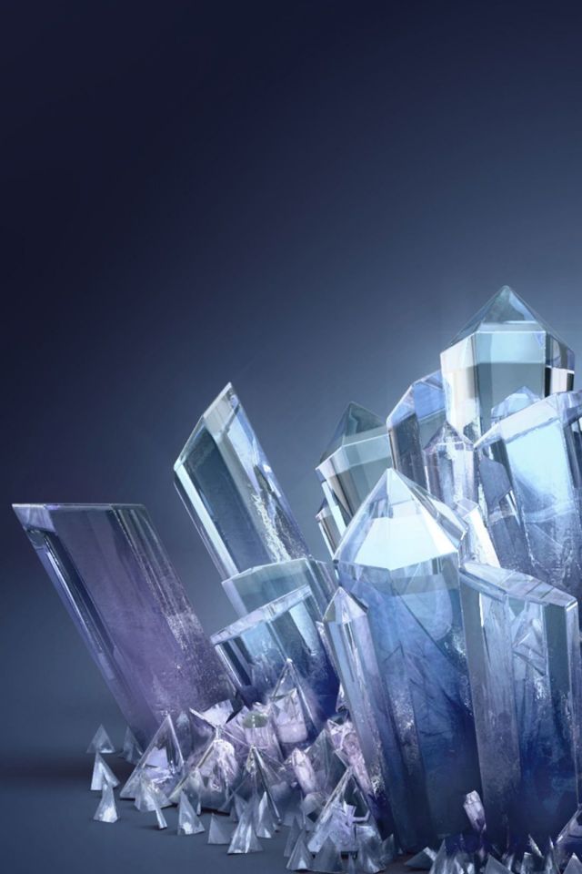 晶莹剔透，棱角分明的柱状水晶石图片手机壁纸下载