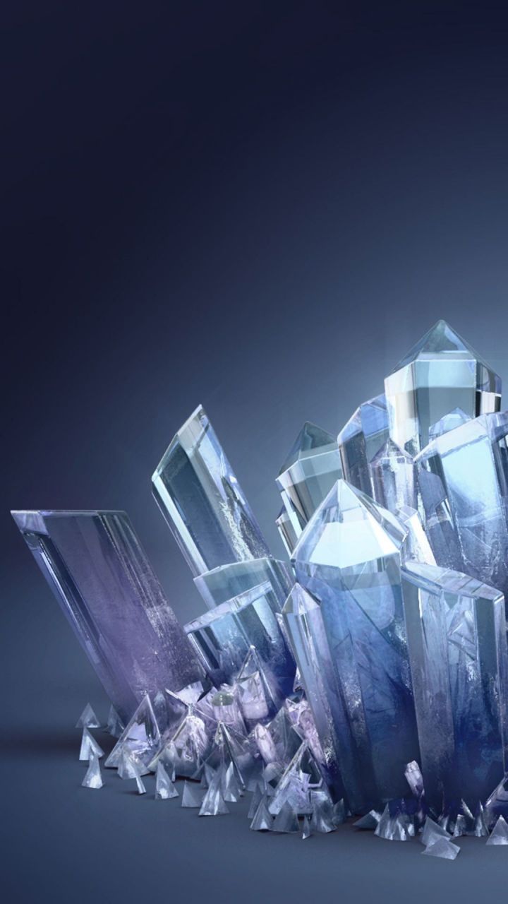 晶莹剔透，棱角分明的柱状水晶石图片手机壁纸下载