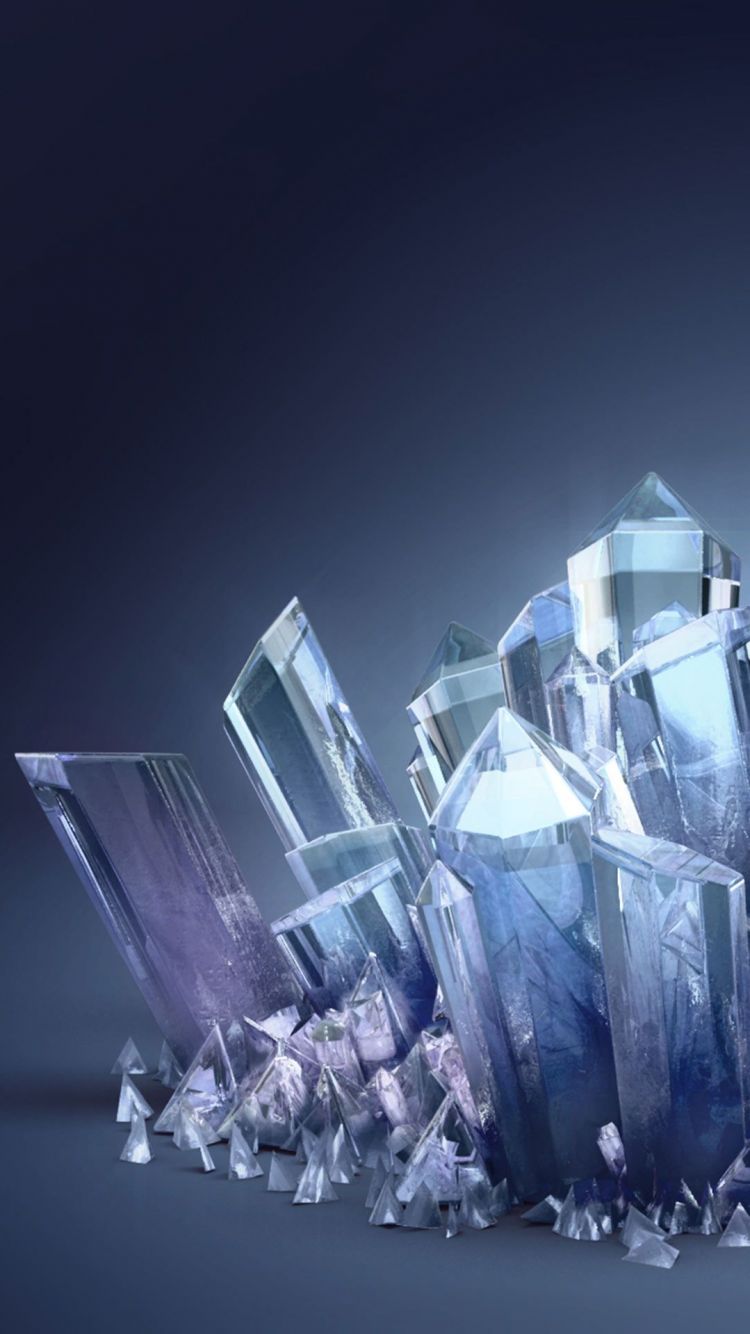 晶莹剔透，棱角分明的柱状水晶石图片手机壁纸下载