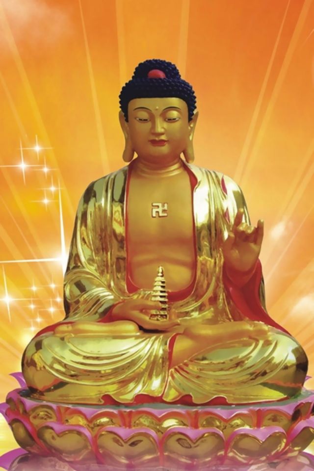 坐莲花台金身发光佛祖像手机壁纸图片