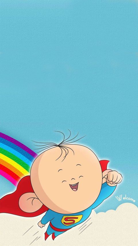 大耳朵胡图图变身超人可爱卡通高清手机壁纸图片下载