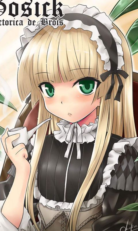 轻小说《GOSICK》女主维多利加女仆装抽烟斗手机壁纸