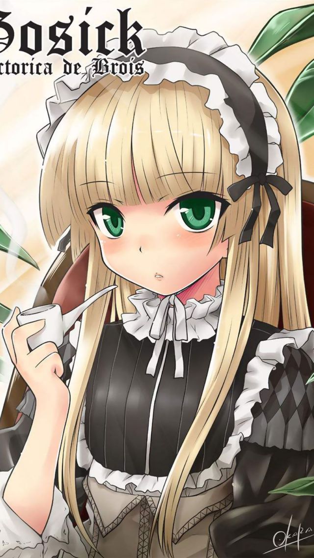 轻小说《GOSICK》女主维多利加女仆装抽烟斗手机壁纸