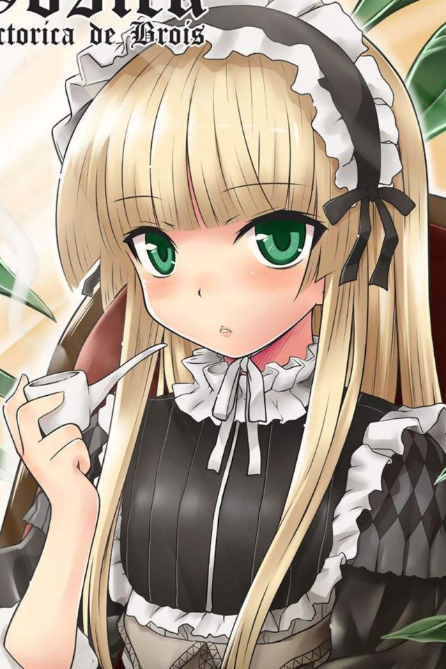 轻小说《GOSICK》女主维多利加女仆装抽烟斗手机壁纸