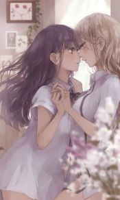 同性相吸，唯美少女动漫百合拉拉亲密图片手机壁纸（2）