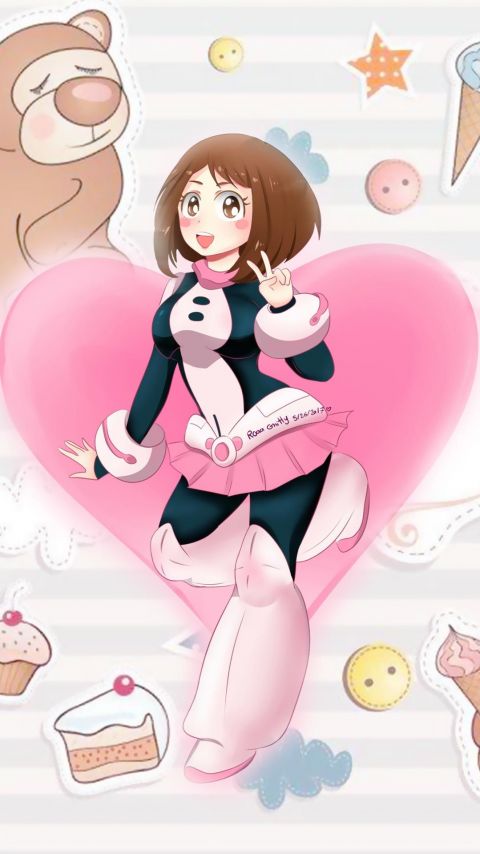 丽日御茶子ochaco uraraka俏皮表情手机壁纸图片