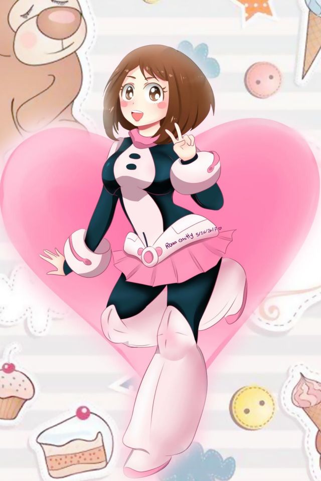 丽日御茶子ochaco uraraka俏皮表情手机壁纸图片