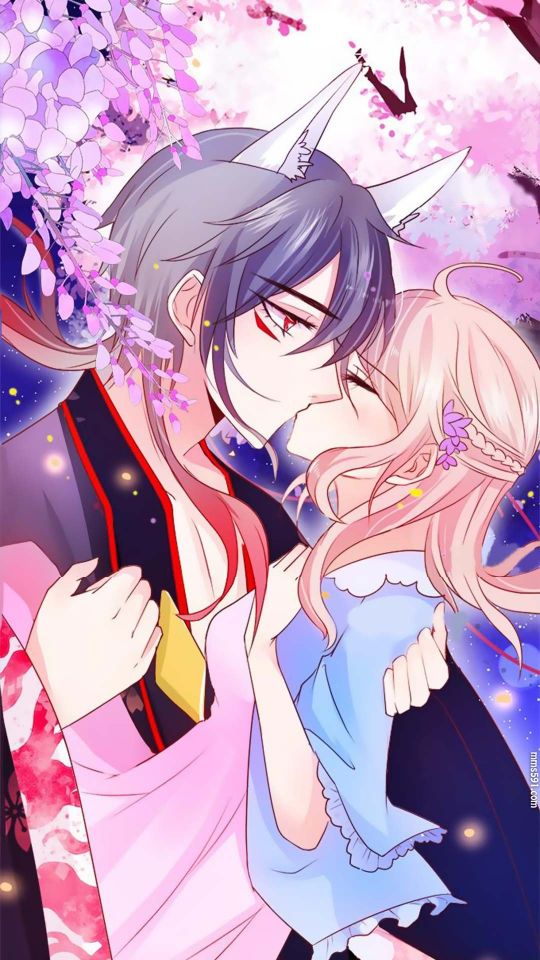 这个狐仙有点凶男女主角接吻唯美手机壁纸图片