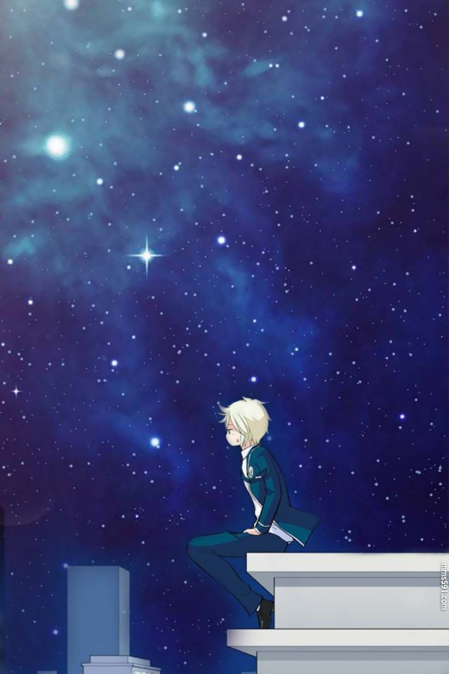 星空下，王牌御史叶言坐在屋顶边的手机壁纸图片