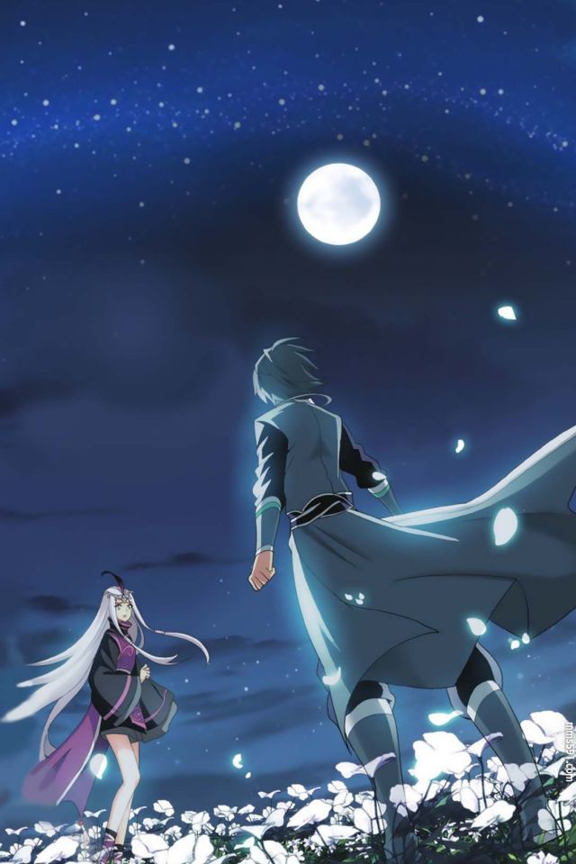 月夜星空下，小医仙和萧炎手机壁纸图片