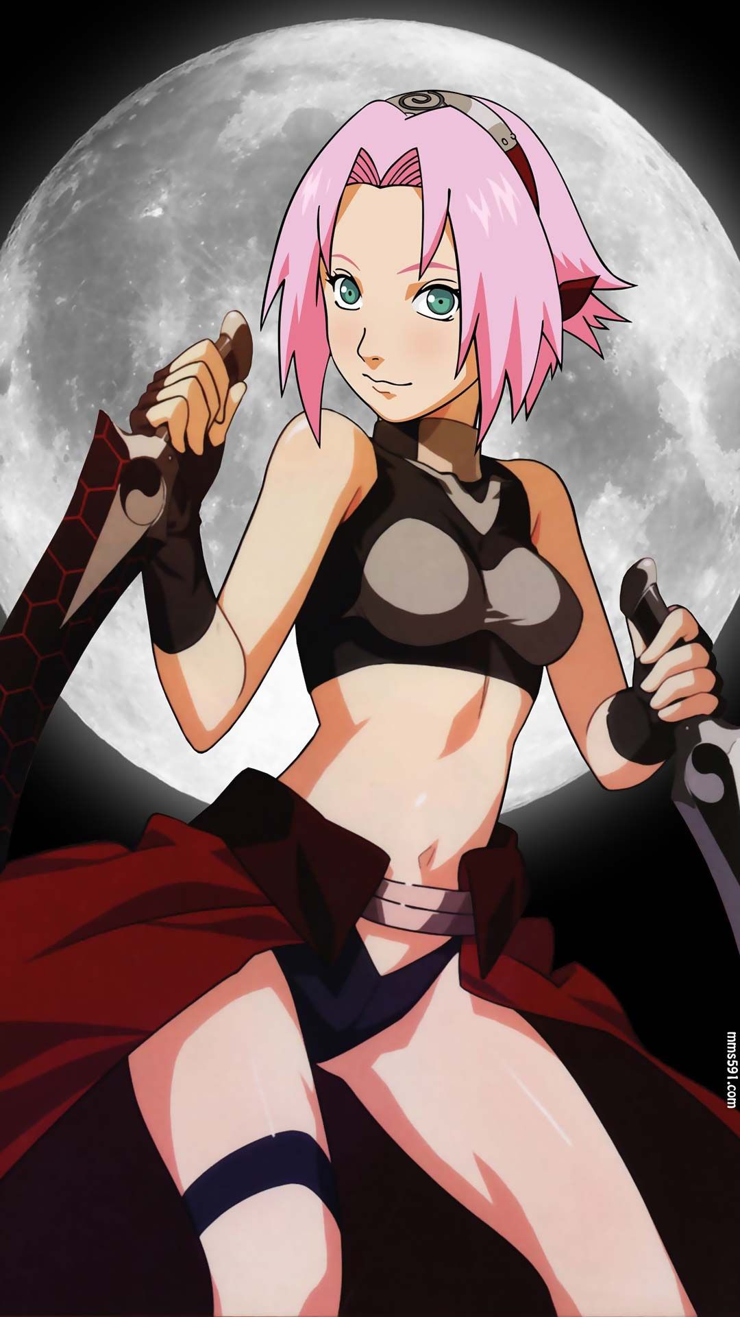 火影忍者拿着武器战斗时的春野樱手机背景