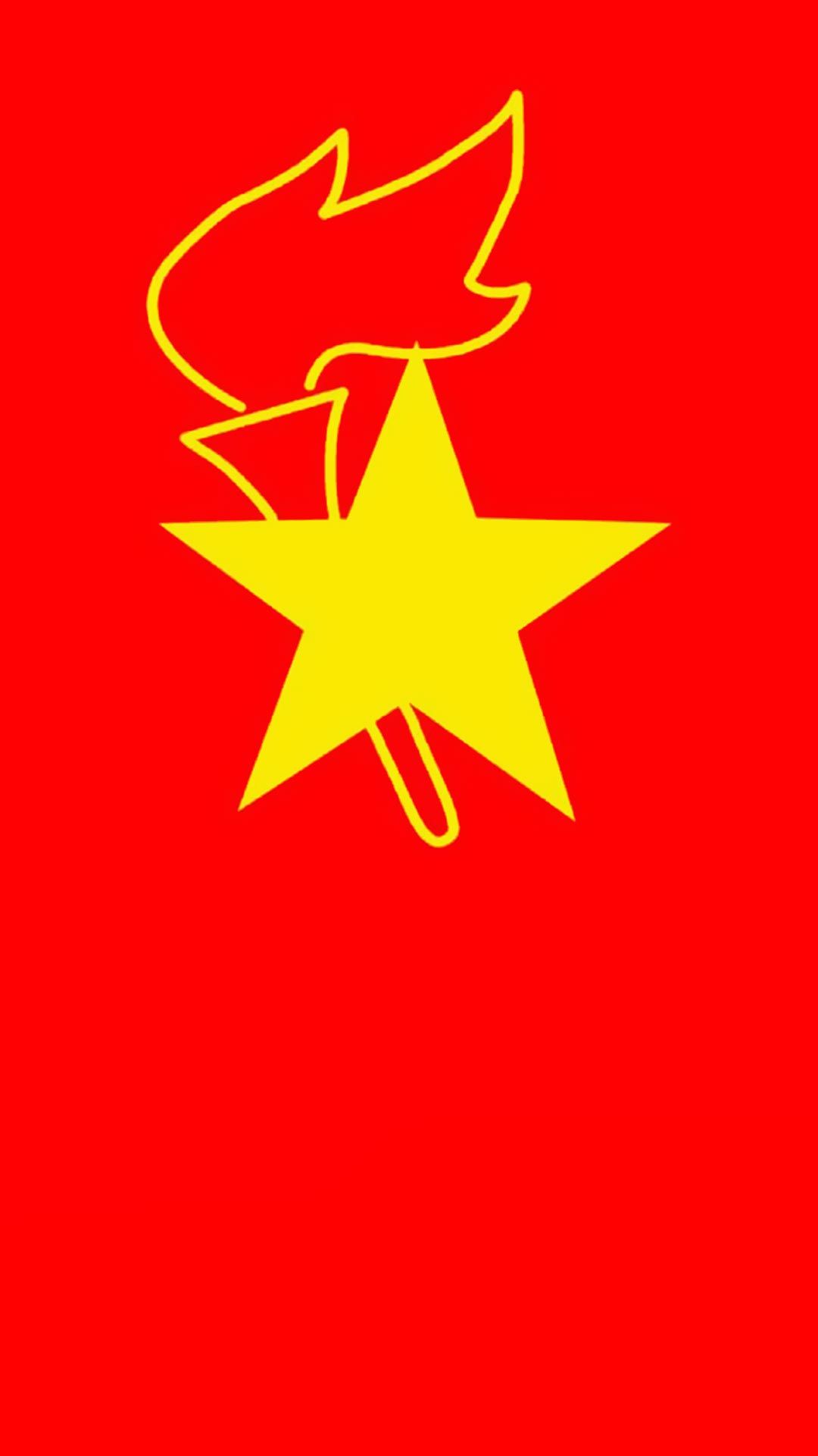 中国少先队大队旗和队徽高清手机壁纸图片下载