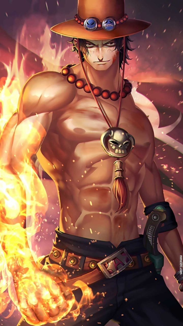 燃烧的火焰，艾斯的同人绘画作品手机图片