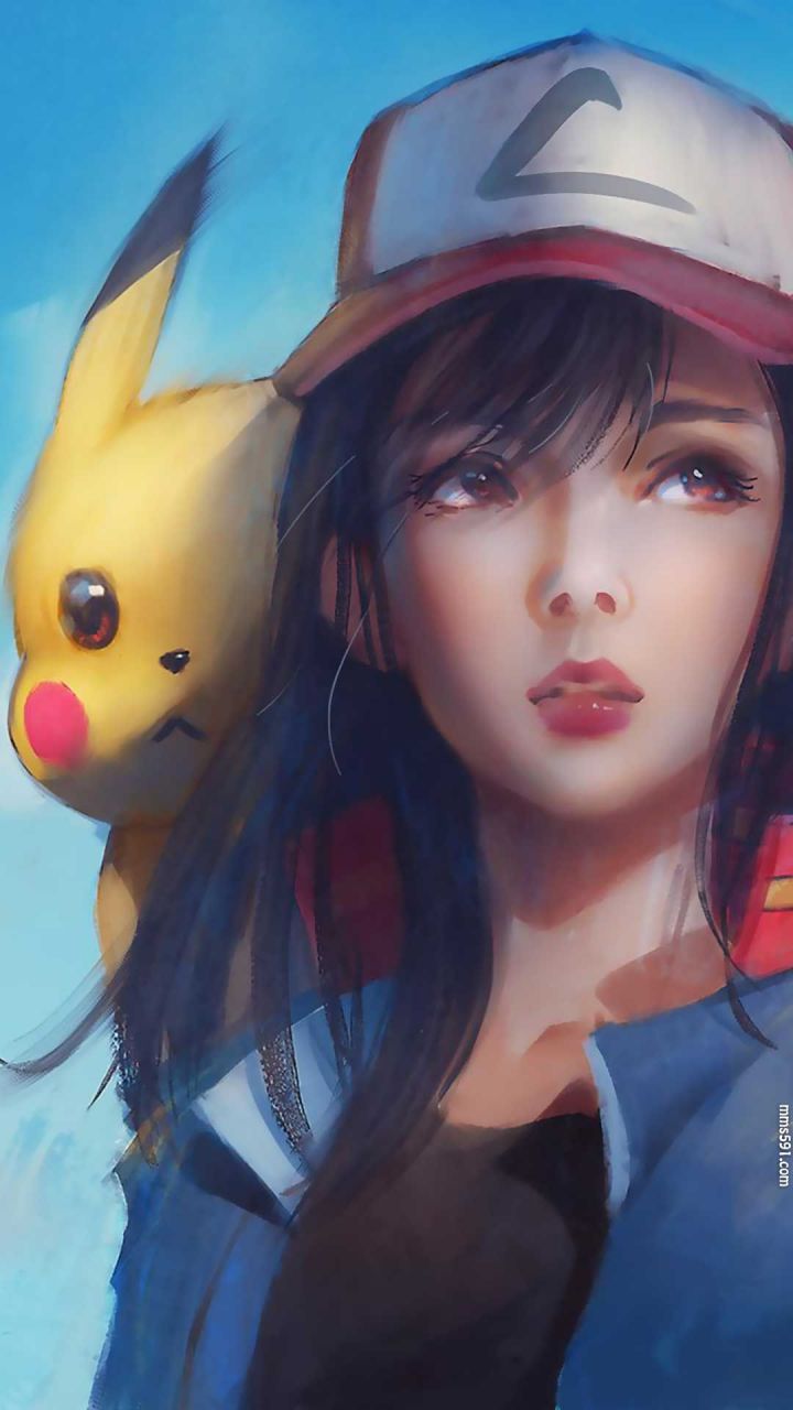 皮卡丘站在女生版小志的肩膀上手机壁纸