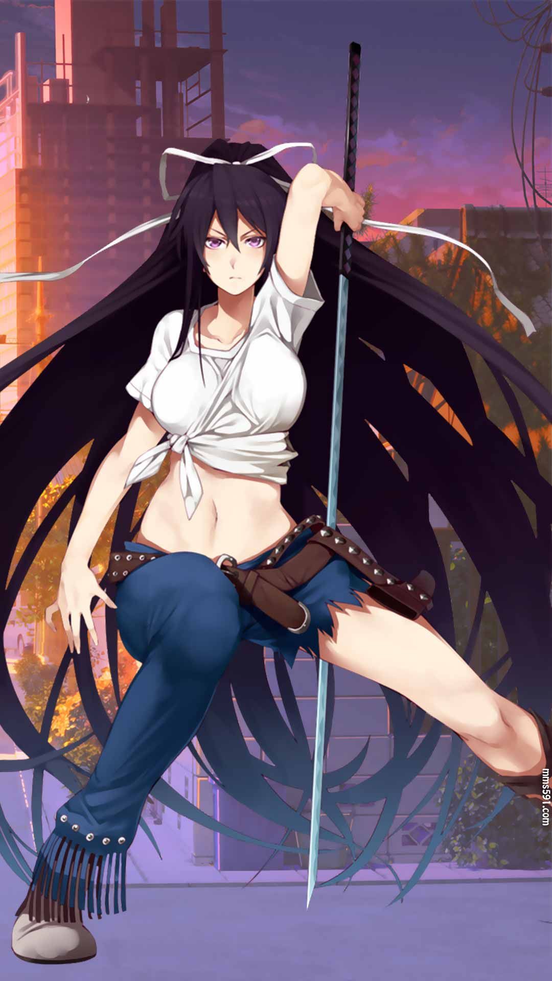 魔法禁书目录女教皇,半条牛仔裤长腿美女神裂火织手机壁纸图片（6）