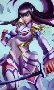 斩服少女学生会长黑色长发鬼龙院皐月手机壁纸图片（3）
