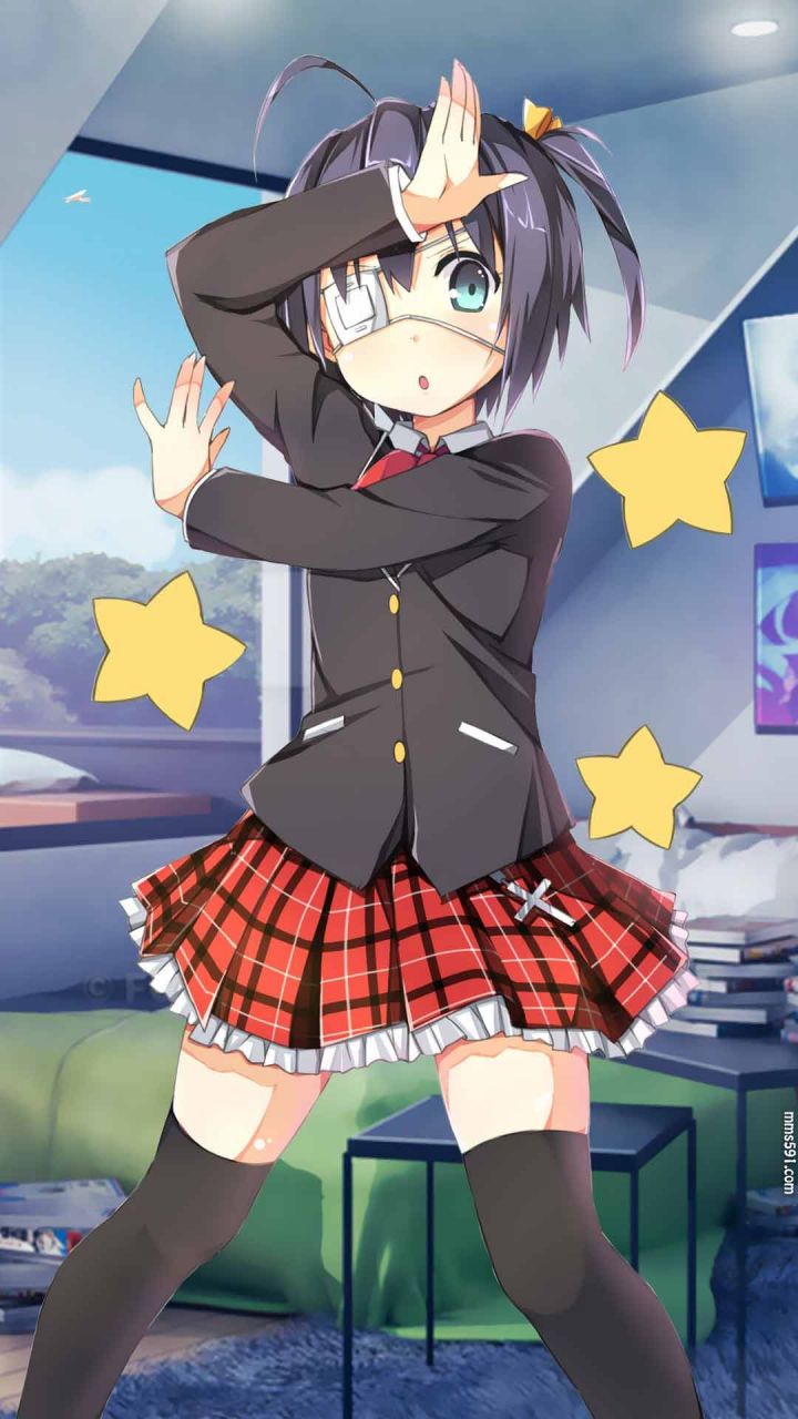 中二病也要谈恋爱女主角遮住一只眼的小鸟游六花手机壁纸图片集