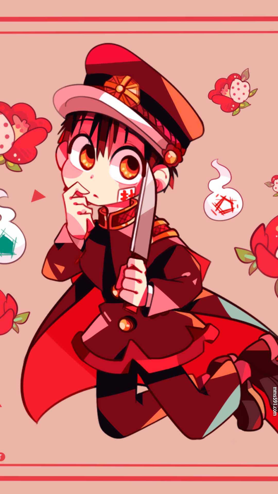 地缚少年花子君男主角戴帽子拿刀脸上有封字的花子君手机壁纸图片（6）