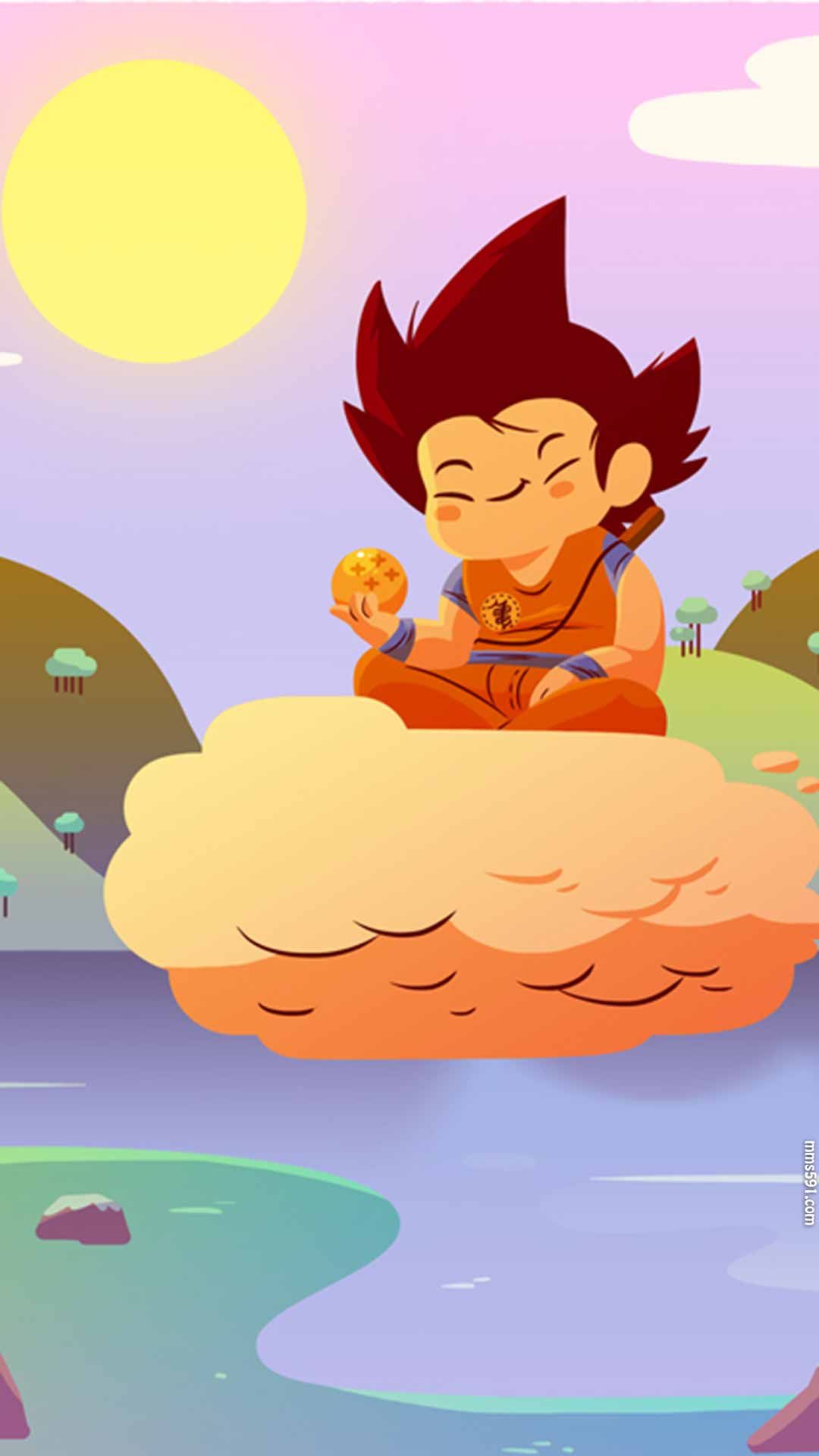 七龙珠长尾巴的孙悟空小时候坐筋斗云手机壁纸图片集（2）