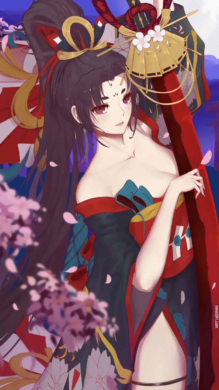 阴阳师SSR级式神刀妹妖刀姬拿着长刀的性感手机壁纸高清图片（3）