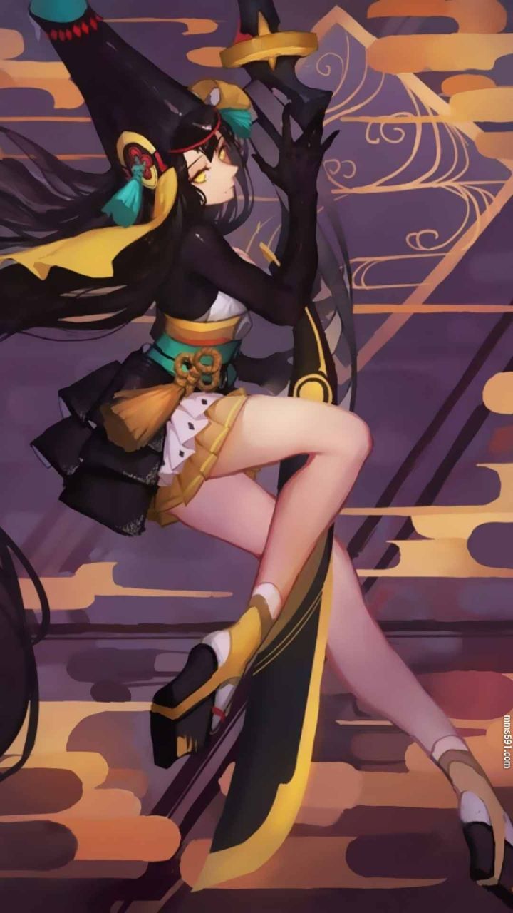 阴阳师SSR级式神刀妹妖刀姬拿着长刀的性感手机壁纸高清图片（2）