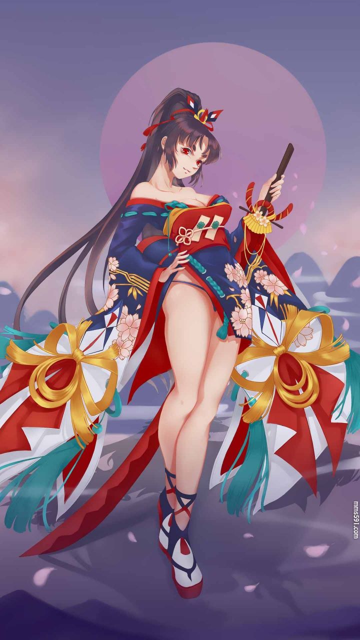 阴阳师SSR级式神刀妹妖刀姬拿着长刀的性感手机壁纸高清图片（5）