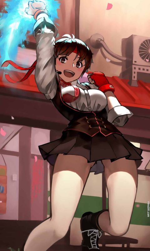 街头霸王女性角色春日野樱Sakura Kasugano短裙打拳手机壁纸图片（6）