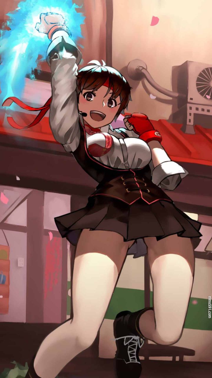 街头霸王女性角色春日野樱Sakura Kasugano短裙打拳手机壁纸图片（6）