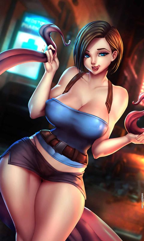 生化危机短发美女吉尔·瓦伦蒂安Jill Valentine拿枪的手机壁纸图片（5）