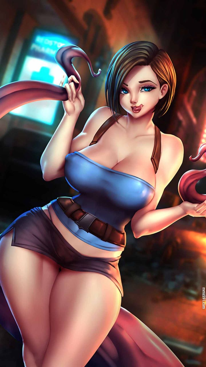 生化危机短发美女吉尔·瓦伦蒂安Jill Valentine拿枪的手机壁纸图片（5）