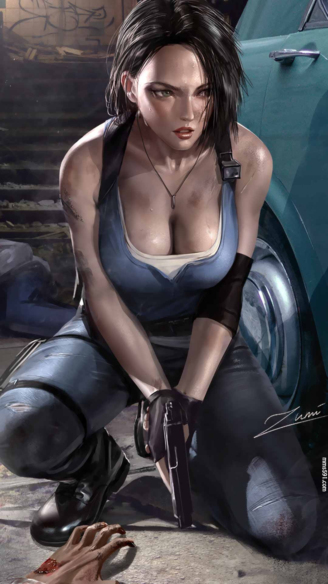 生化危机短发美女吉尔·瓦伦蒂安Jill Valentine拿枪的手机壁纸图片（6）