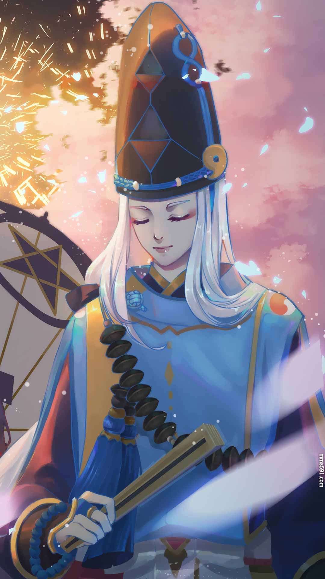 阴阳师男主角安倍晴明手拿折扇手机壁纸图片集（5）
